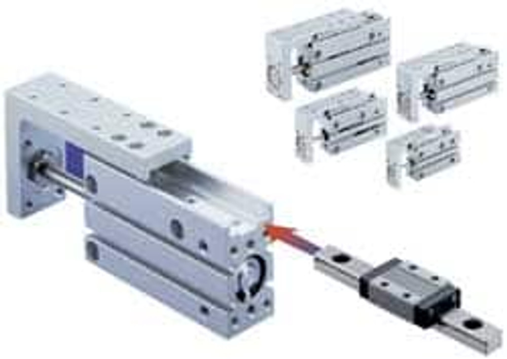 SMC PNEUMATICS MXH10-10Z Double Acting Rodless Slide Air Cylinder: 10 mm Bore, 10 mm Stroke, M5 x 0.8 Port, M5 x 0.80 Port