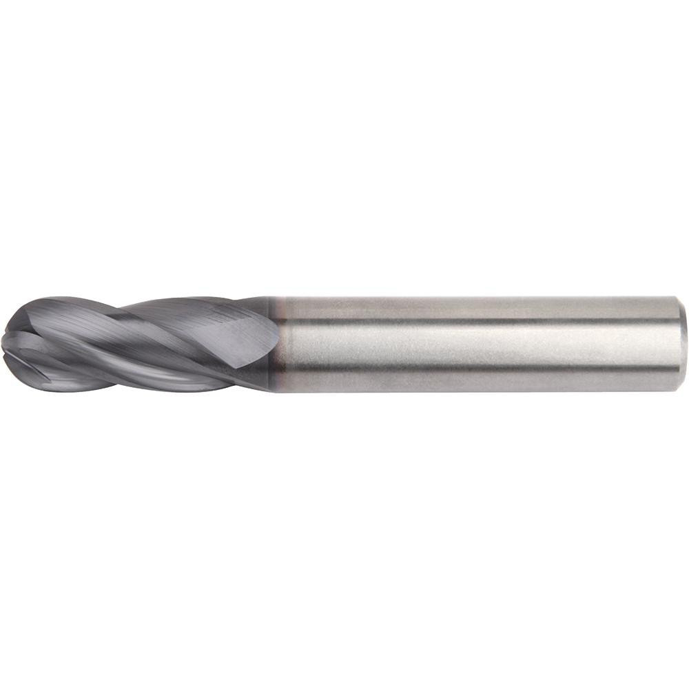 Widia 5825643 Ball End Mill: 0.0938" Dia, 0.375" LOC, 4 Flute, Solid Carbide