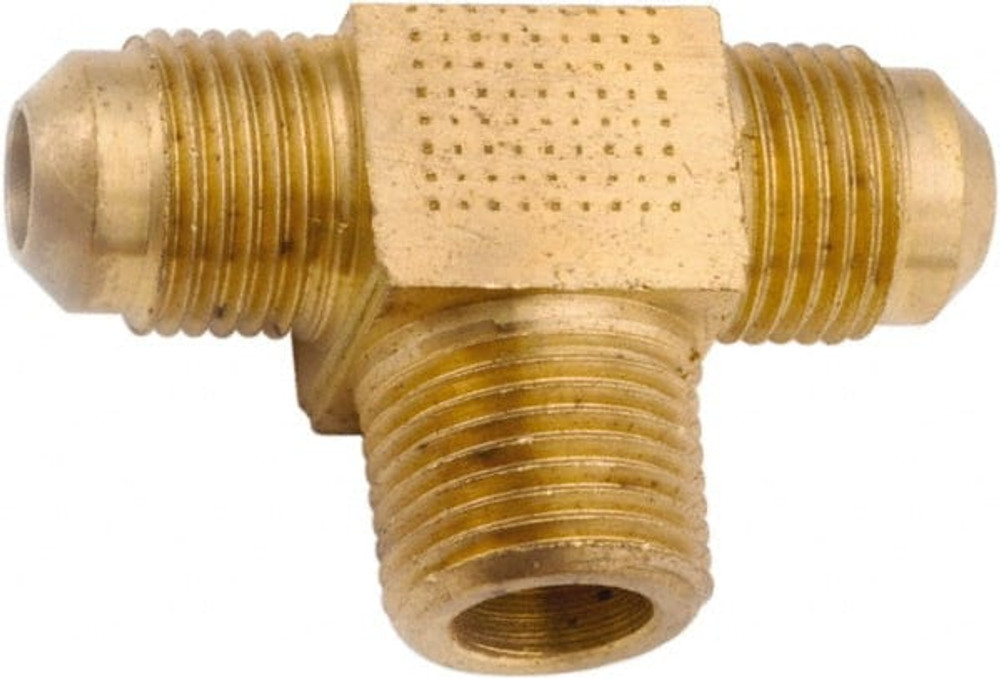 ANDERSON METALS 754045-0404 Lead Free Brass Flared Tube Male Branch Tee: 1/4" Tube OD, 1/4 Thread, 45 ° Flared Angle