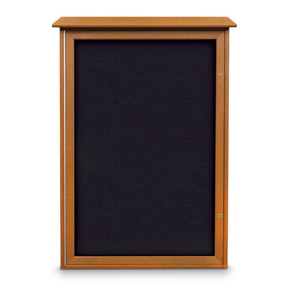 United Visual Products UVSD4832-CEDAR- Enclosed Recycled Rubber Bulletin Board: 48" Wide, 32" High, Rubber, Black
