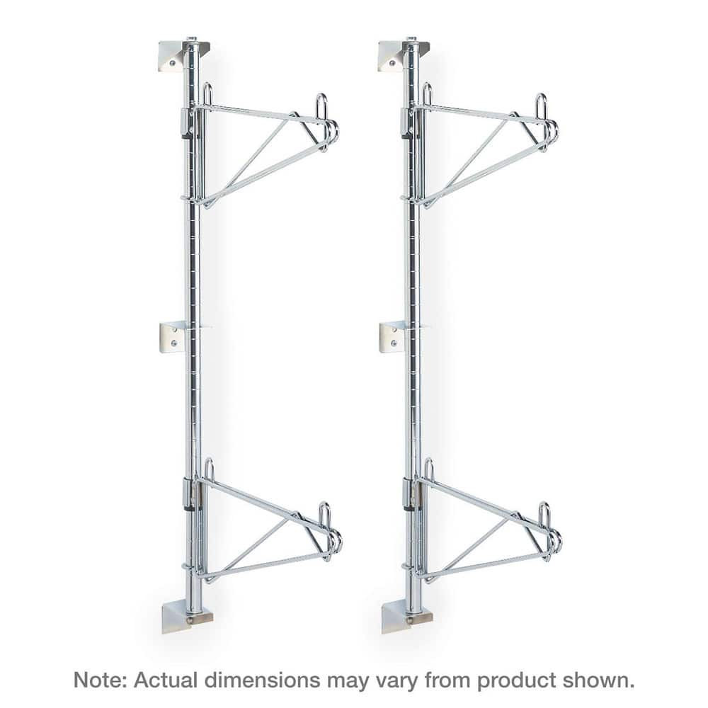 Metro SW56C Open Shelving Accessories & Components; Component Type: Post-Type Wall Mount End Unit Kit ; For Use With: Metro Super Erecta Shelving ; Material: Steel ; Load Capacity: 250 ; Color: Silver ; Finish: Chrome