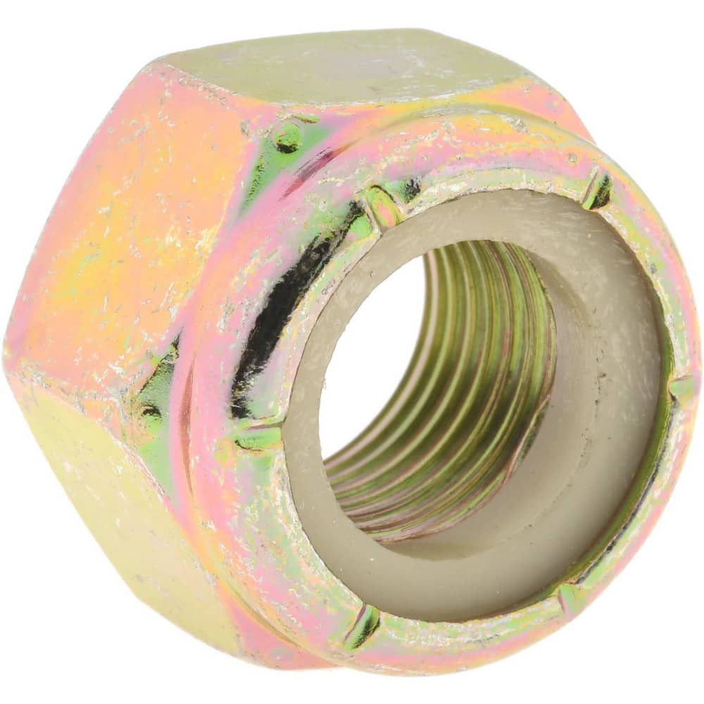 Value Collection R52001627 Hex Lock Nut: Insert, Nylon Insert, 9/16-18, Grade 8 Steel, Zinc Yellow Dichromate Finish