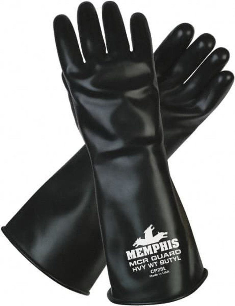 MCR Safety CP25S Chemical Resistant Gloves: Small, 25 mil Thick, Butyl, Unsupported