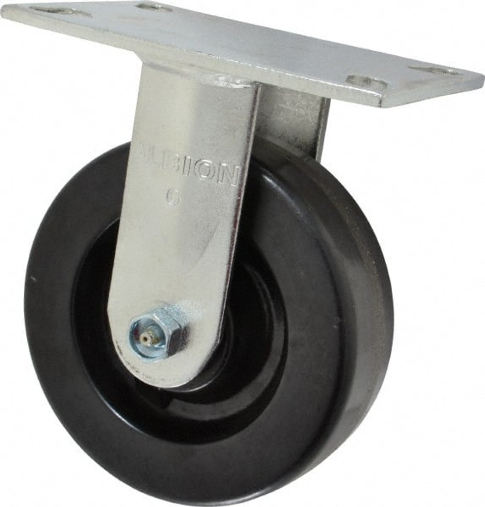 Albion 62TM06201R Rigid Top Plate Caster: Phenolic, 6" Wheel Dia, 2" Wheel Width, 1,400 lb Capacity, 7-1/2" OAH