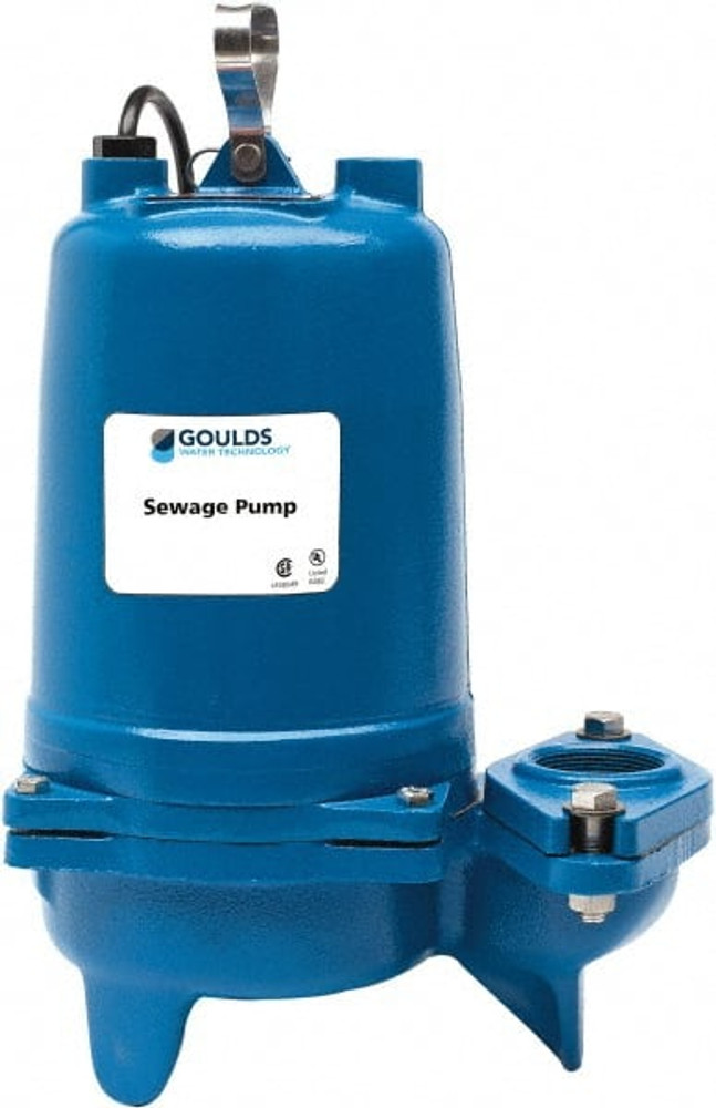 Goulds Pumps WS0738BHF Sewage Pump: Single Speed Continuous Duty, 3/4 hp, 6.2A, 200V