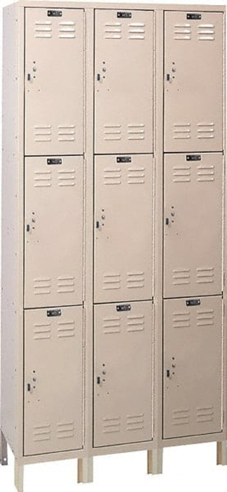 Hallowell UH3258-3A-PT 3-Wide Locker: 12" Wide, 14" Deep, 78" High, Padlock