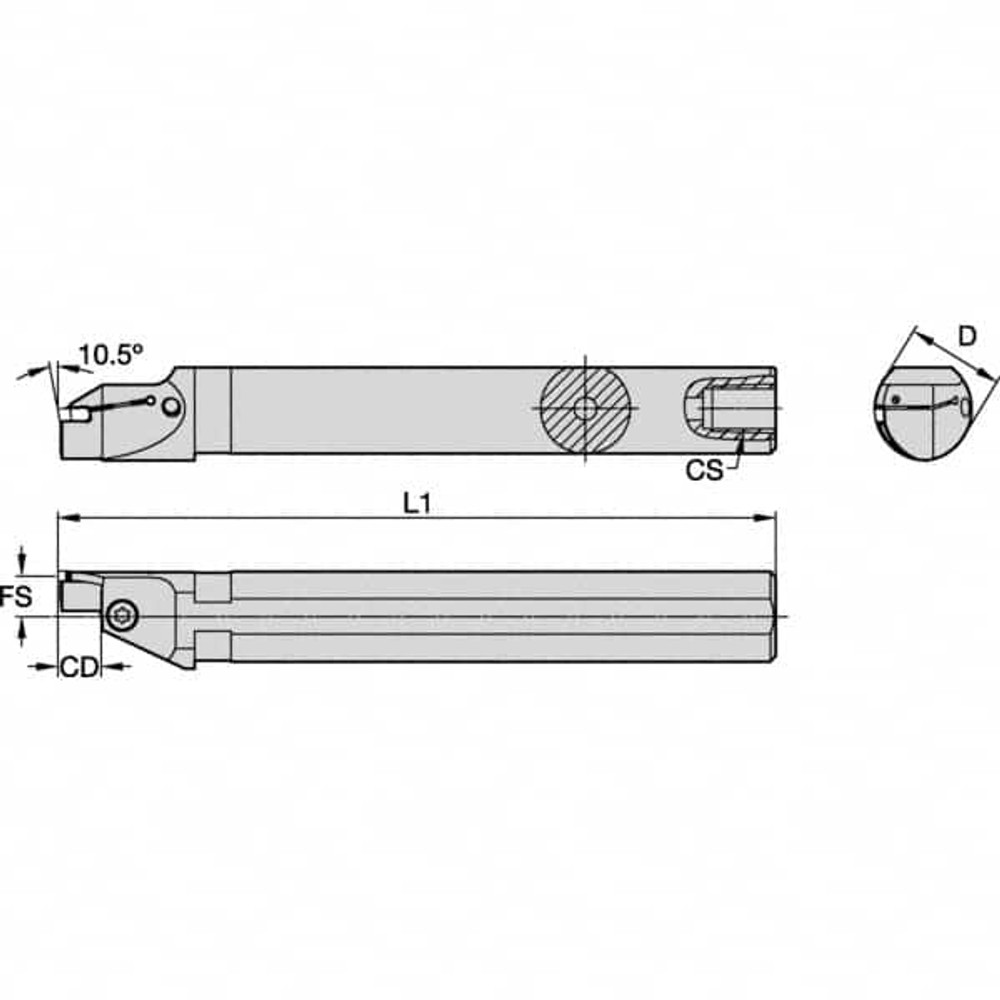 Kennametal 6116532 41mm Min Bore, 12mm Max Depth, Left Hand A-EVS-A Indexable Boring Bar