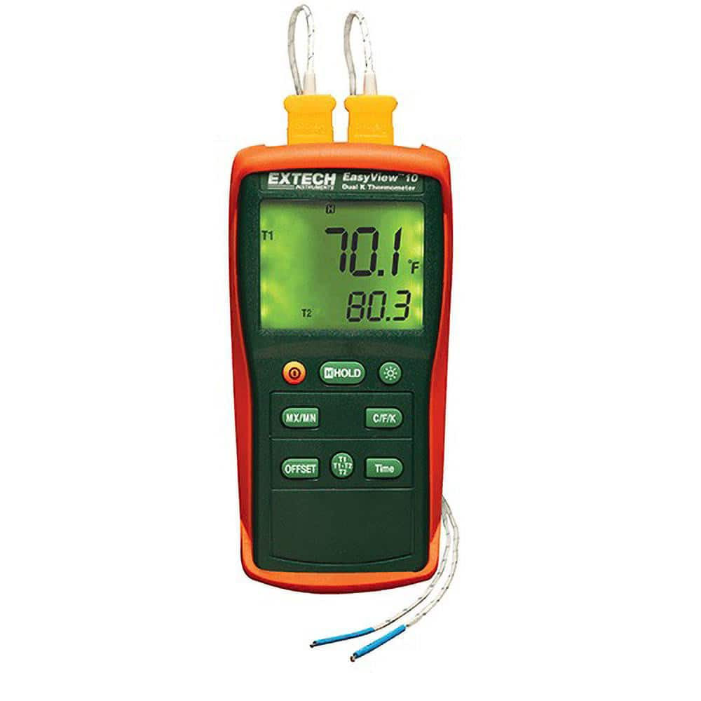 Extech EA10 Digital Easy View Dual Input Thermometer: 1,999 ° F, K Thermocouple Sensor