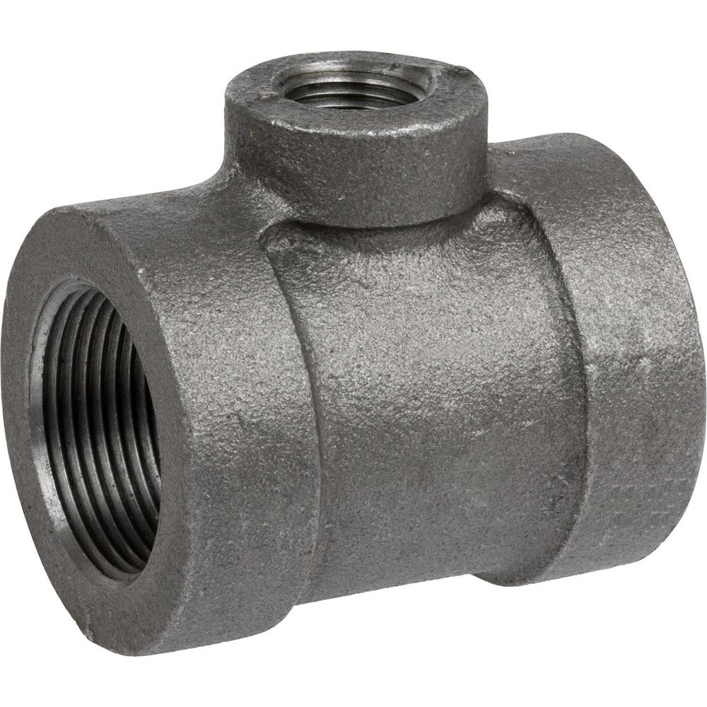 USA Industrials ZUSA-PF-20564 Black Pipe Fittings; Fitting Type: Reducing Branch Tee ; Fitting Size: 1-1/2" x 1-1/4" ; End Connections: NPT ; Material: Iron ; Classification: 300 ; Fitting Shape: Tee