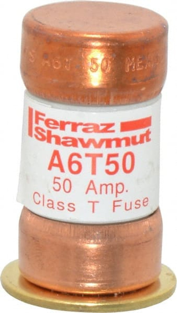 Ferraz Shawmut A6T50 Cylindrical Fast-Acting Fuse: T, 50 A, 20.6 mm Dia