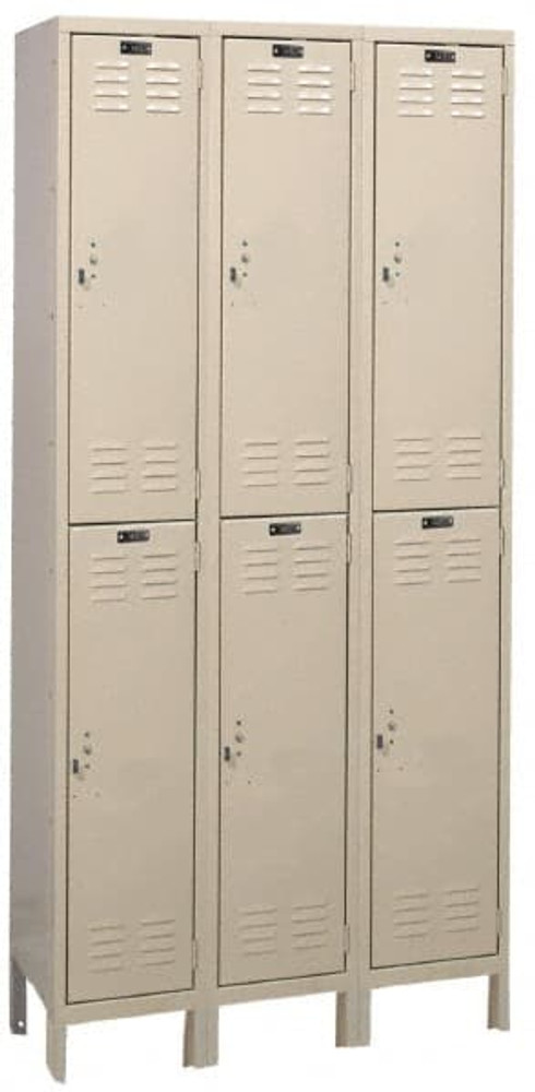 Hallowell UH3228-2A-PT 3-Wide Locker: 12" Wide, 11" Deep, 78" High, Padlock