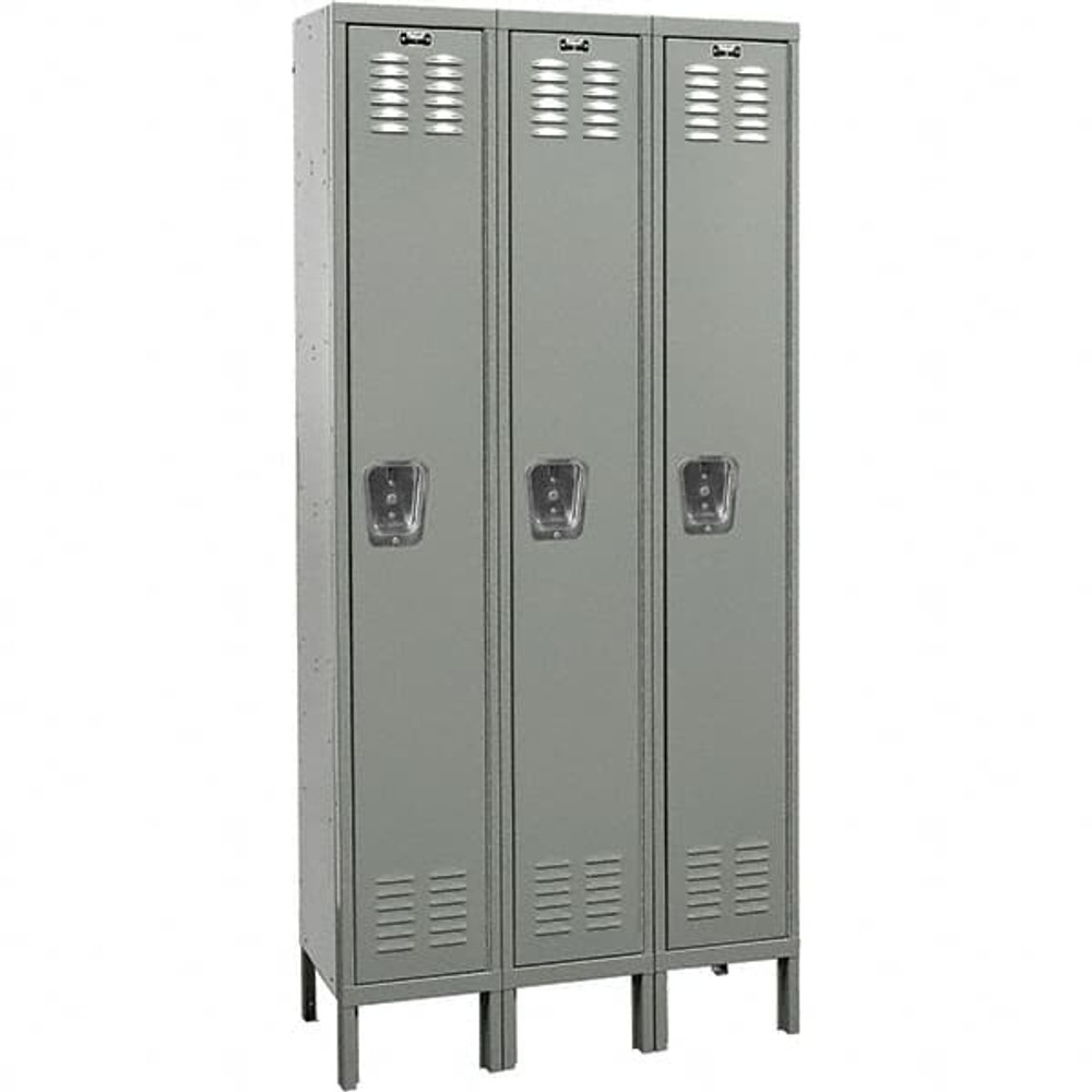 Hallowell U3518-1A-HG 3-Wide Locker: 15" Wide, 78" High, Padlock