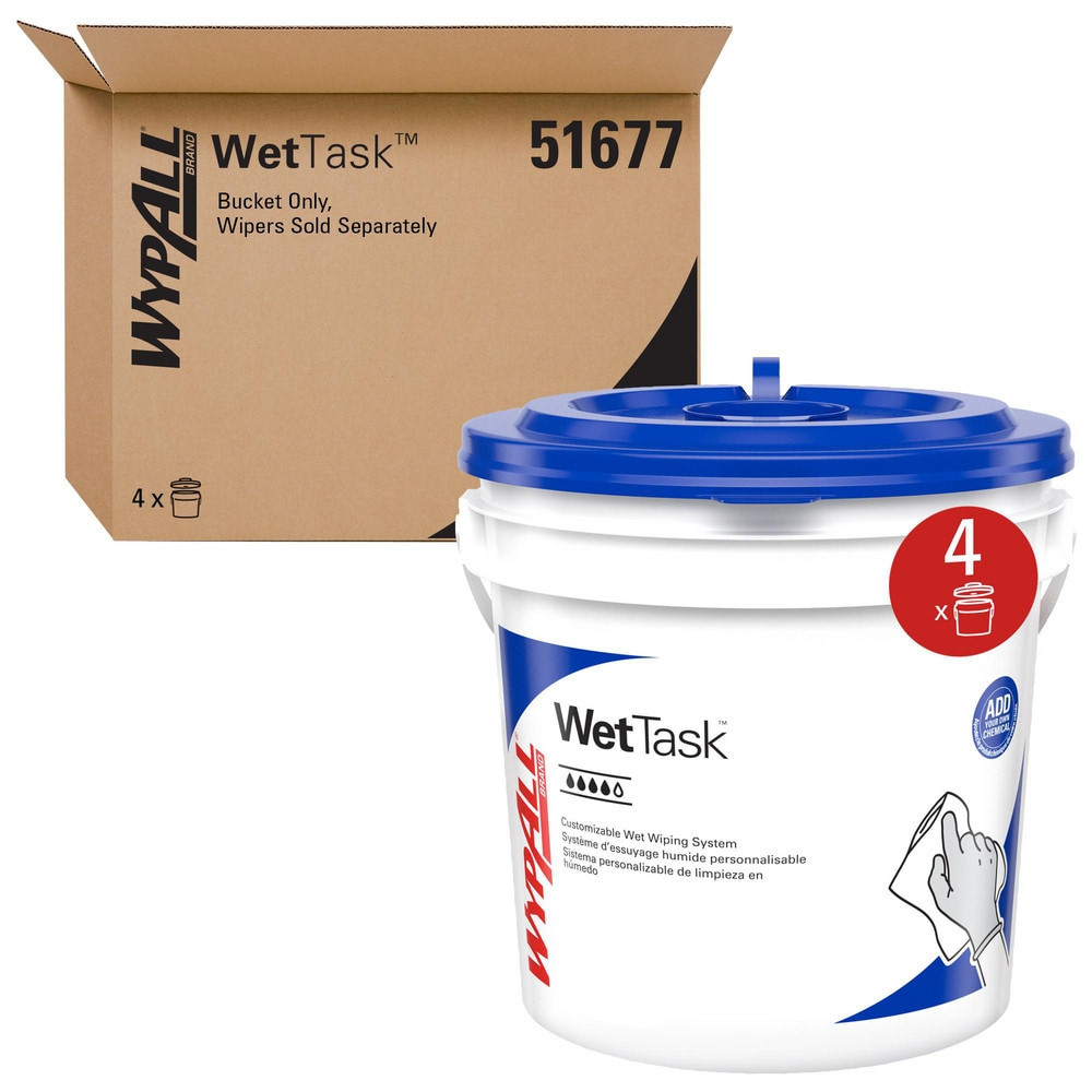 WypAll 51677 WetTask Customizable Wet Wiping System Bucket, Standard Size Buckets with Lids, White