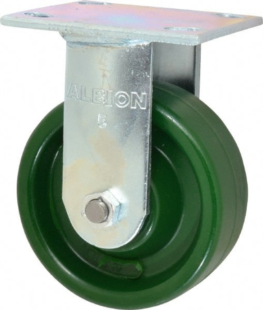 Albion 18XI05229R Rigid Top Plate Caster: Polyurethane, 5" Wheel Dia, 2" Wheel Width, 1,000 lb Capacity, 6-1/2" OAH