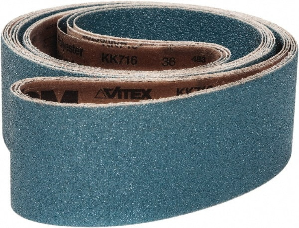 VSM 319819 Abrasive Belt: 4" Wide, 36" Long, 60 Grit, Zirconia Alumina