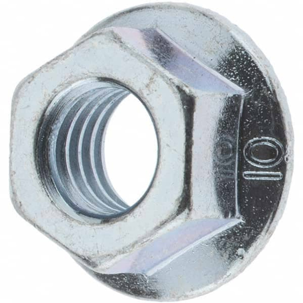 Au-Ve-Co Products 16830 M8x1.25, 17mm Flange Diam, 12mm Across Flats, Serrated Flange Nut