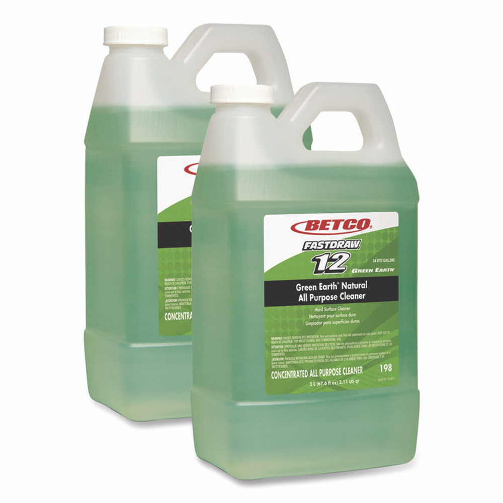 BETCO CORPORATION 1984700 Green Earth FastDraw Natural All Purpose Cleaner, Clean Scent, 2 L Bottle, 4/Carton