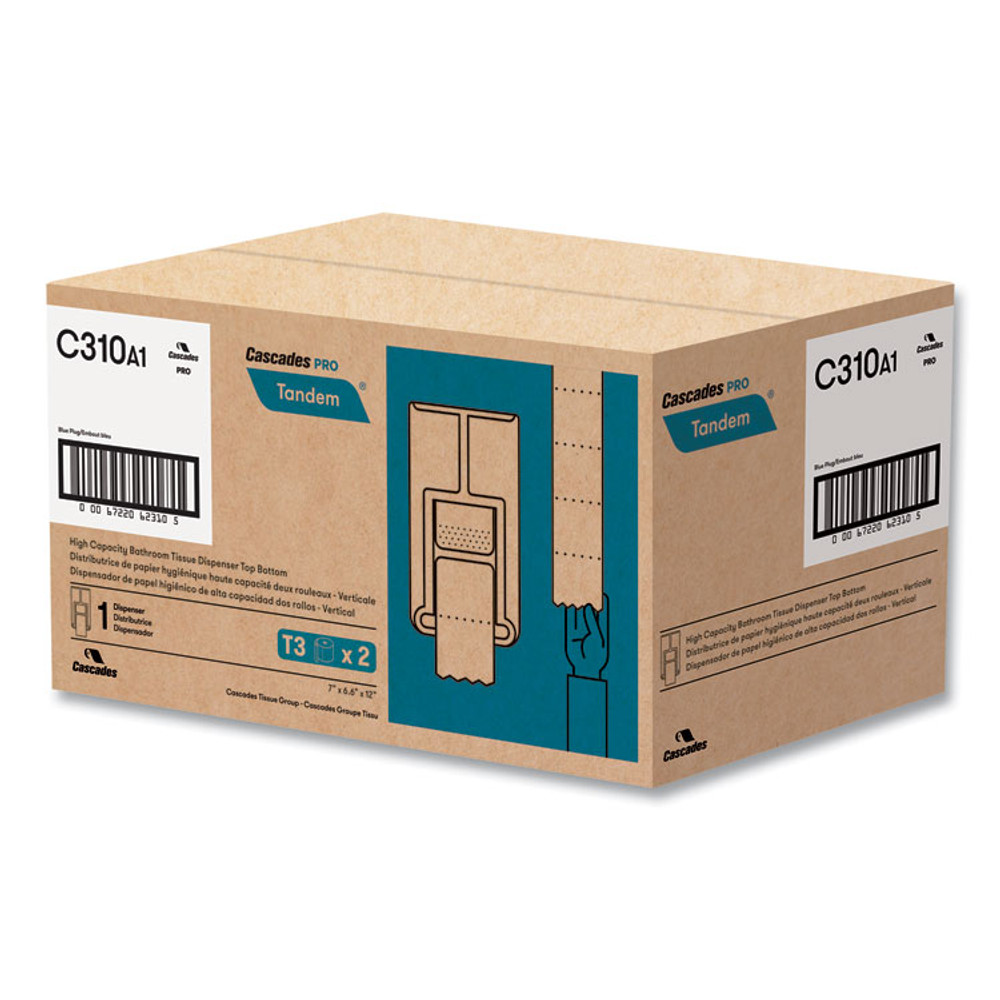 CASCADES TISSUE GROUP PRO C310 Tandem No Touch High Capacity Bath Tissue Dispenser, 7 x 6.6 x 12, Gray