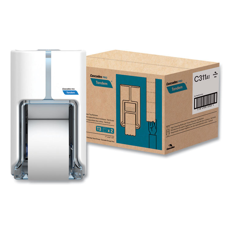 CASCADES TISSUE GROUP PRO C311 Tandem No Touch High Capacity Bath Tissue Dispenser, 7 x 6.6 x 12, White