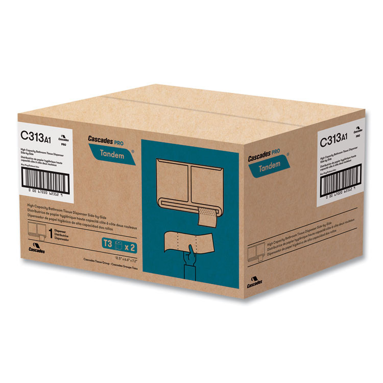 CASCADES TISSUE GROUP PRO C313 Tandem No Touch High Capacity Bath Tissue Dispenser, 12.5 x 6.6 x 7.2, White