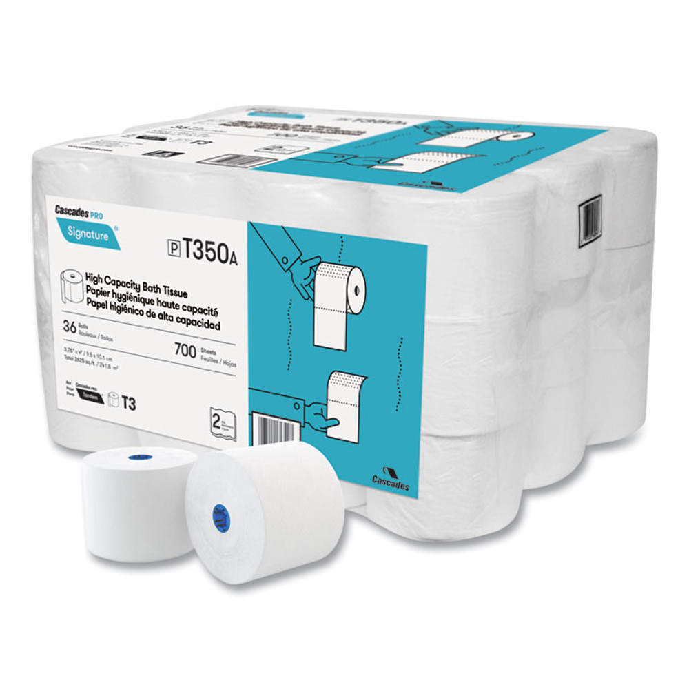 CASCADES TISSUE GROUP PRO T350 Signature High Capacity Bathroom Tissue, Septic Safe, 2-Ply, White, 700 Sheets/Roll, 36 Rolls/Carton