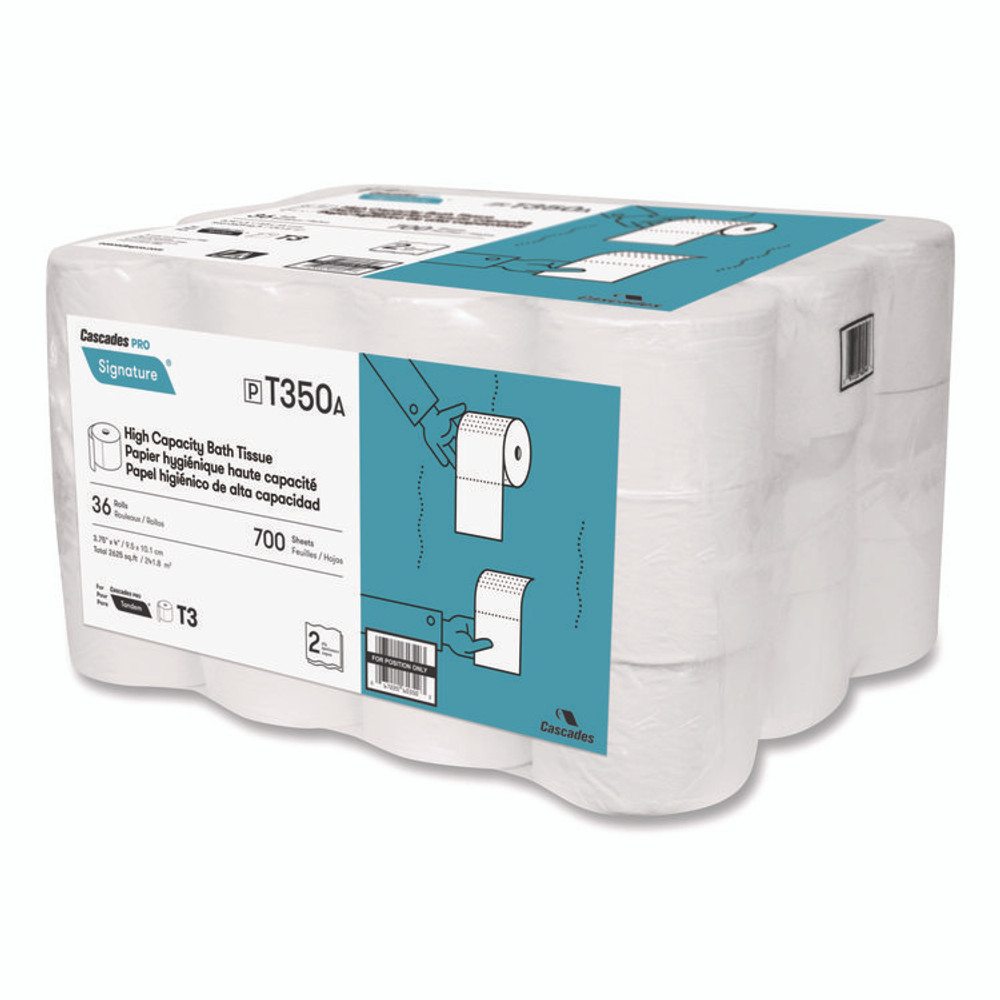 CASCADES TISSUE GROUP PRO T350 Signature High Capacity Bathroom Tissue, Septic Safe, 2-Ply, White, 700 Sheets/Roll, 36 Rolls/Carton