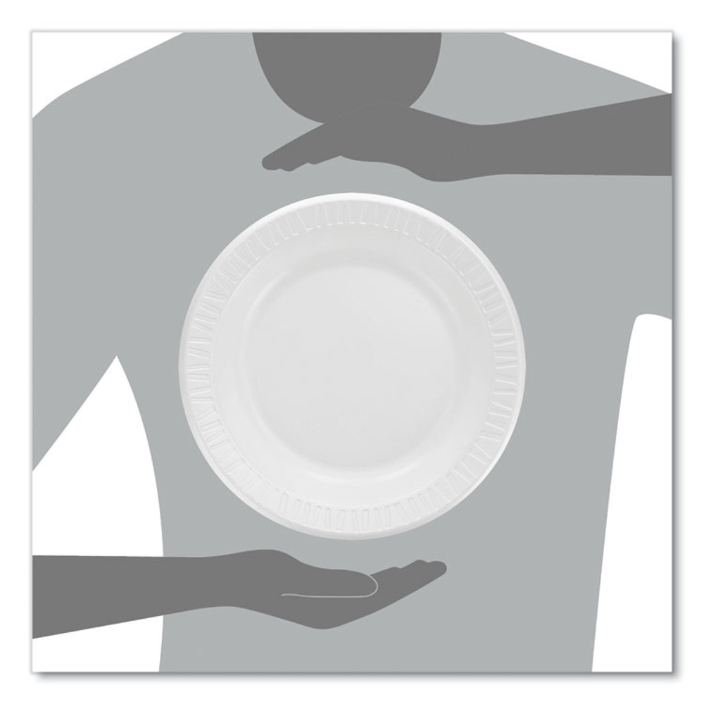 DART 10PWQ Quiet Classic Laminated Foam Dinnerware, Plate, 10" dia, White, 500/Carton