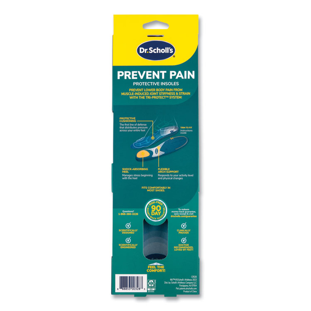 SCHOLL'S WELLNESS COMPANY LLC Dr. 00328 Prevent Pain Protective Insoles for Men, Men's Size 8 to 14, Blue