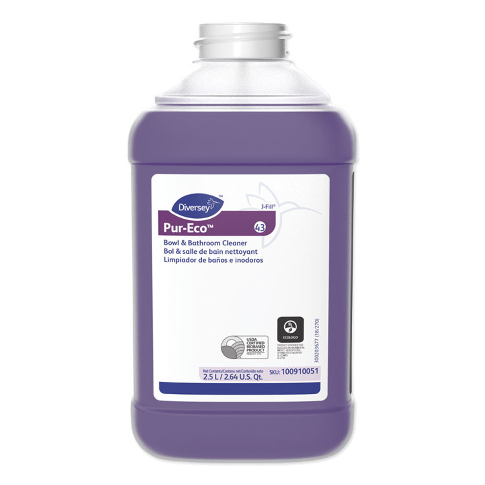DIVERSEY 100910051 Pur-Eco Bowl and Bathroom Cleaner, 2.5 L Bottle, 2/Carton