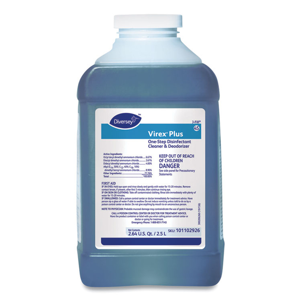 DIVERSEY 101102926 Virex Plus One-Step Disinfectant Cleaner, 2.5 L Bottle, 2/Carton