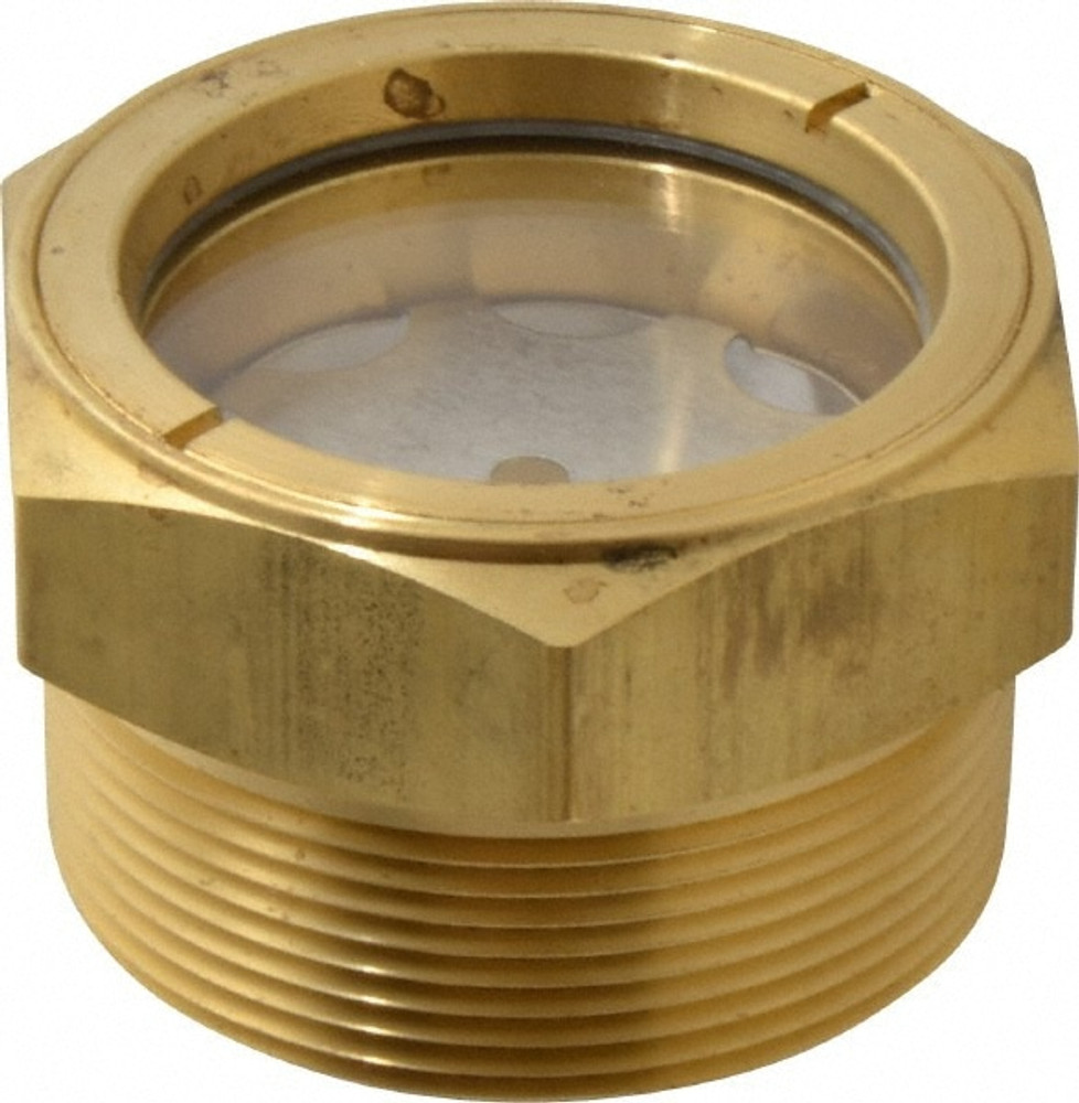 LDI Industries LSP151-09-01 1-7/8" Sight Diam, 2" Thread, 1.69" OAL, Low Pressure Pipe Thread Lube Sight with Reflector Sight Glass & Flow Sight