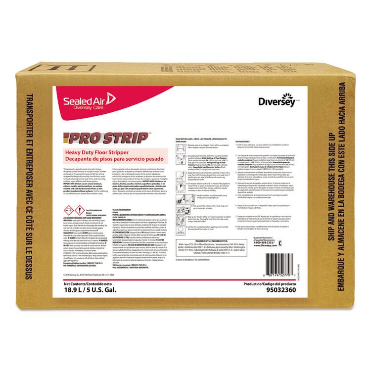 DIVERSEY 95032360 Pro Strip Heavy-Duty Floor Stripper, Cherry Almond Scent, Liquid, 5 gal Envirobox