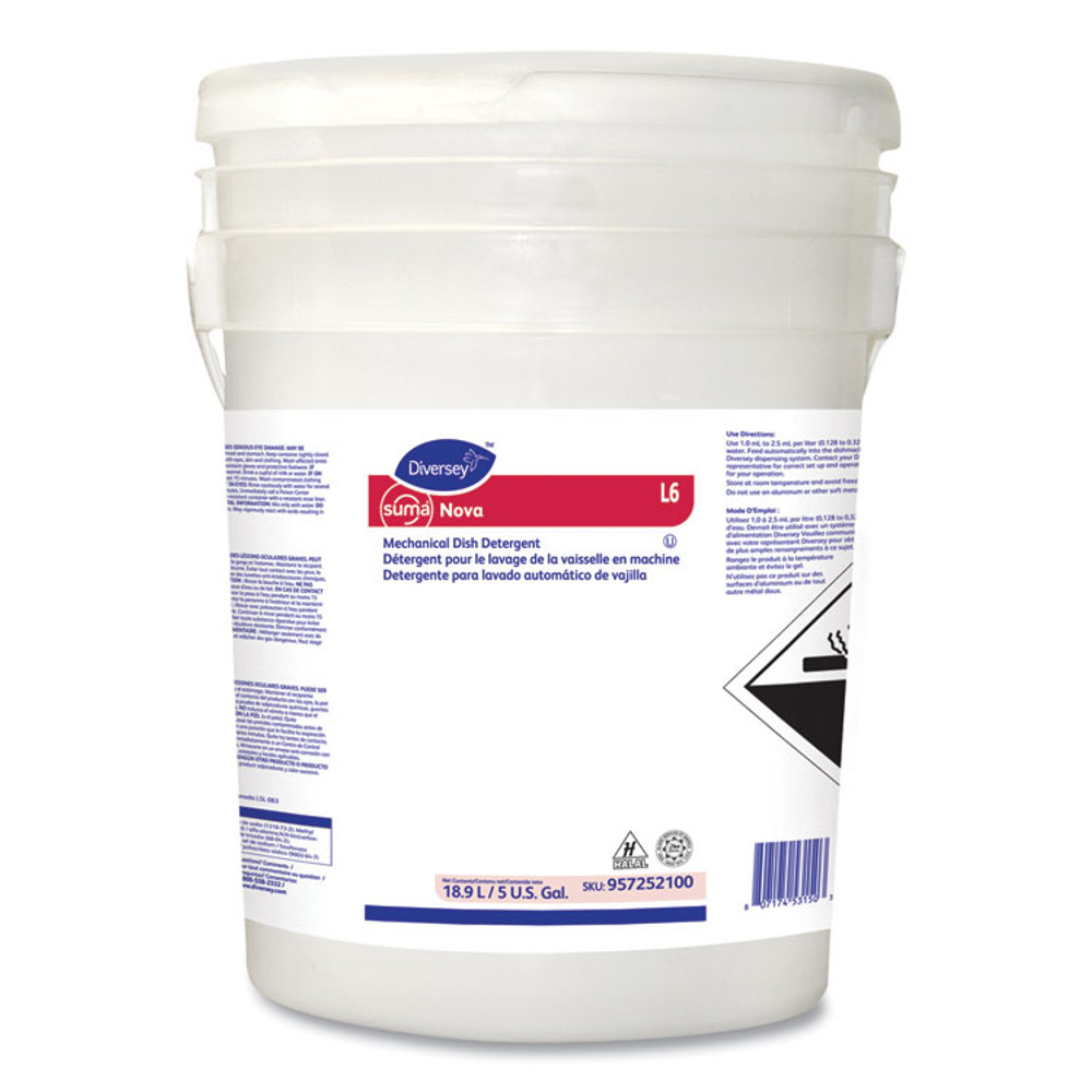 DIVERSEY 957252100 Suma Nova L6 Automatic Dishwashing Detergent, 5 gal Pail