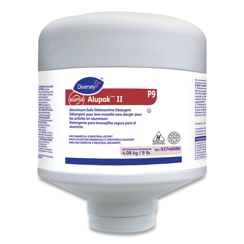 DIVERSEY Suma® 95906901 Alupak II Heavy Duty Aluminun Safe Powder Detergent, 9 lb Container, 4/Carton