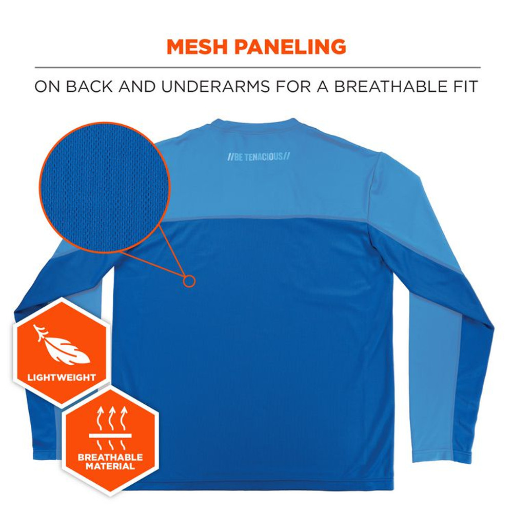 TENACIOUS HOLDINGS, INC. ergodyne® 12157 Chill-Its 6689 Cooling Long Sleeve Sun Shirt with UV Protection, 3X-Large, Blue