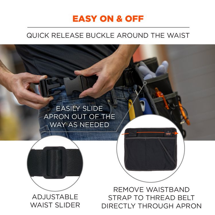 TENACIOUS HOLDINGS, INC. ergodyne® 13718 Arsenal 5715 Cleaning Apron Pouch with Pockets, 10 Compartments, 11 x 13.5, Nylon, Black