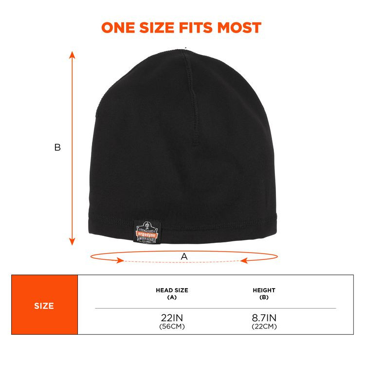 TENACIOUS HOLDINGS, INC. ergodyne® 16908 N-Ferno 6813 Winter Skull Cap Helmet Liner, Polyester/Spandex, One Size Fits Most, Black
