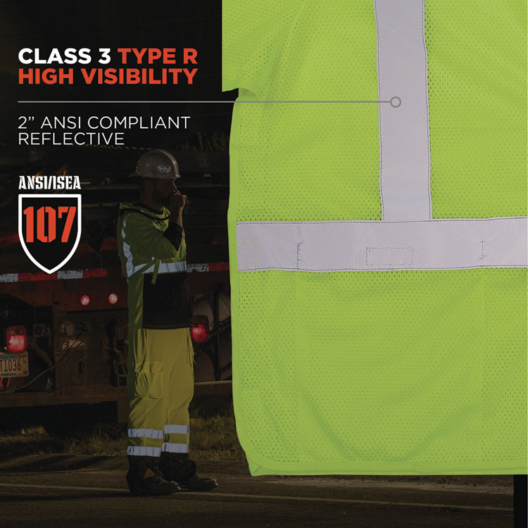 TENACIOUS HOLDINGS, INC. ergodyne® 23059 GloWear 8315BA Class 3 Hi-Vis Breakaway Safety Vest, 4X-Large to 5X-Large, Lime