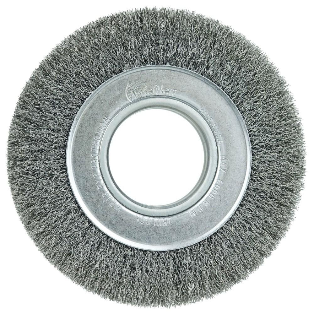 Weiler 06050 Wheel Brush: 6" Wheel Dia, Crimped