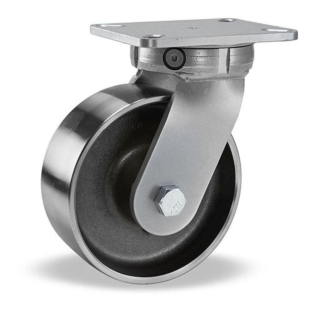 Hamilton S-SEC-83FSB Swivel Top Plate Caster: Forged Steel, 8" Wheel Dia, 3" Wheel Width, 6,000 lb Capacity, 10-1/2" OAH