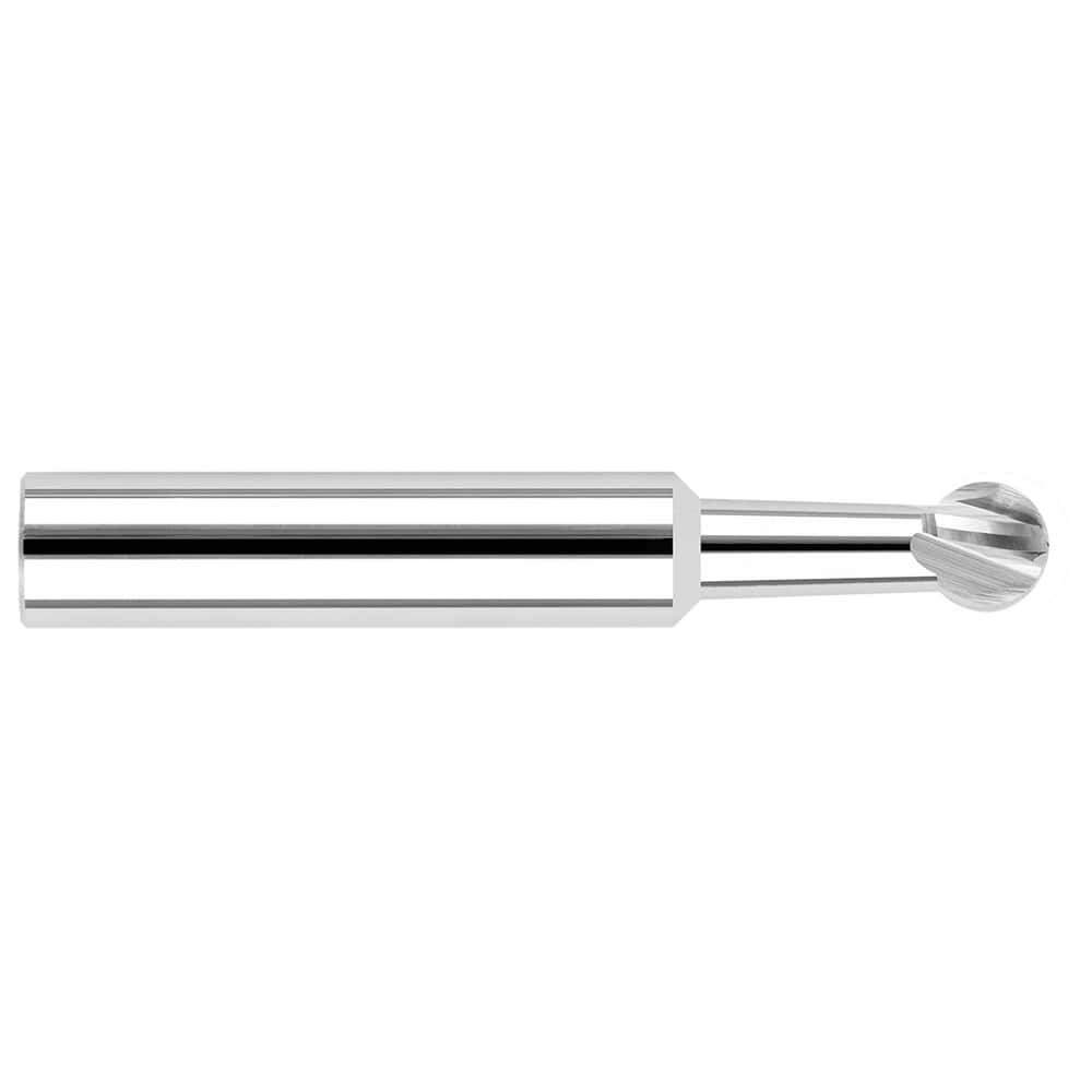 Harvey Tool 758431 Undercutting End Mills; Mill Diameter (Inch): 1/32 ; Mill Diameter (Decimal Inch): 0.0312 ; Overall Length (Inch): 1-1/2 ; Radius: 0.0156 ; Flute Direction: Right Hand ; Cutting Direction: Right Hand