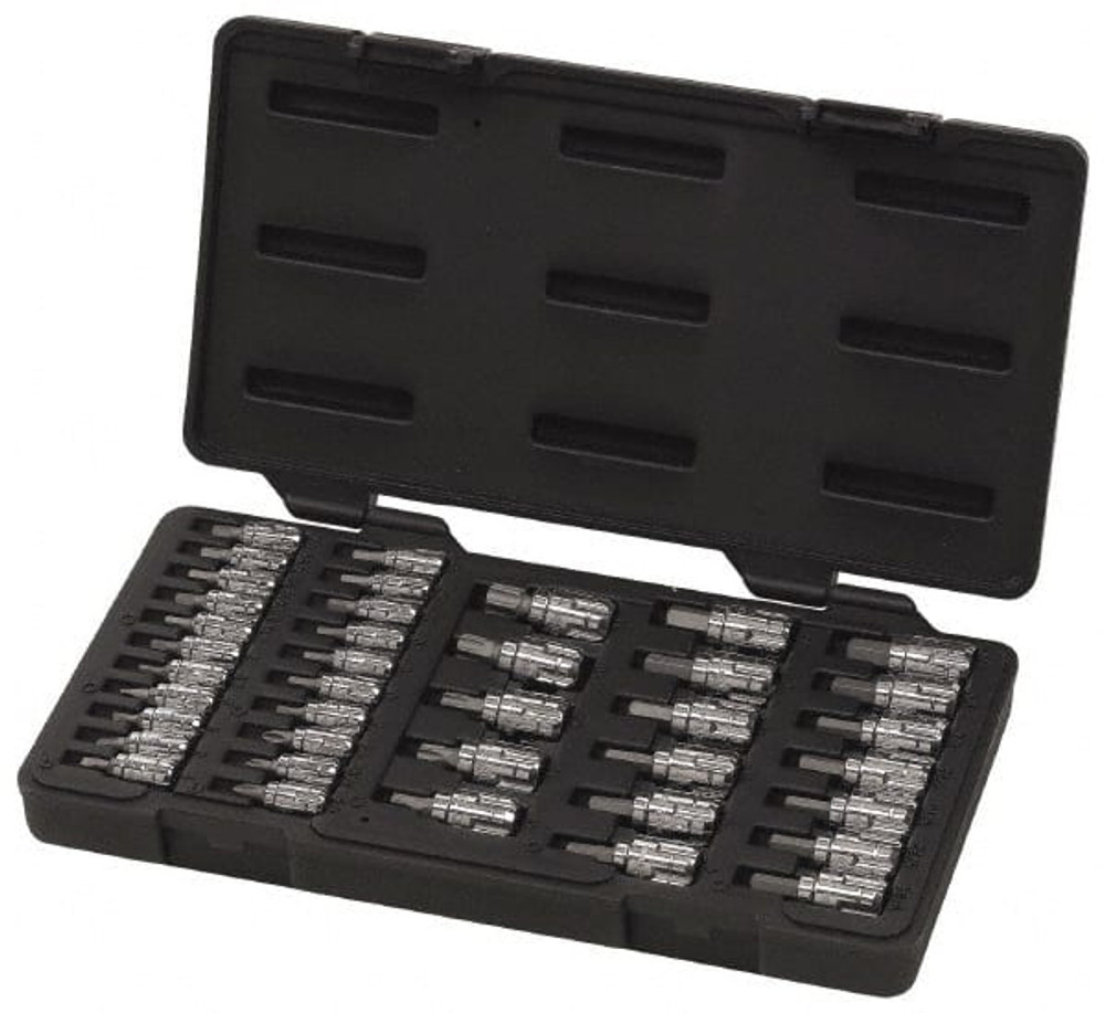 GEARWRENCH 890040 Hex Bit Socket Set: 1/4 & 3/8" Drive, 39 Pc, 1/16 to 3/8" Hex