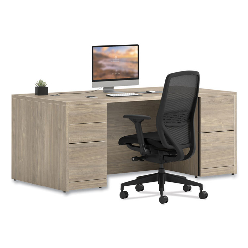 HON COMPANY 105890LKI1 10500 Series Double Full-Height Pedestal Desk, Left: Box/Box/File, Right: File/File, 72" x 36" x 29.5", Kingswood Walnut