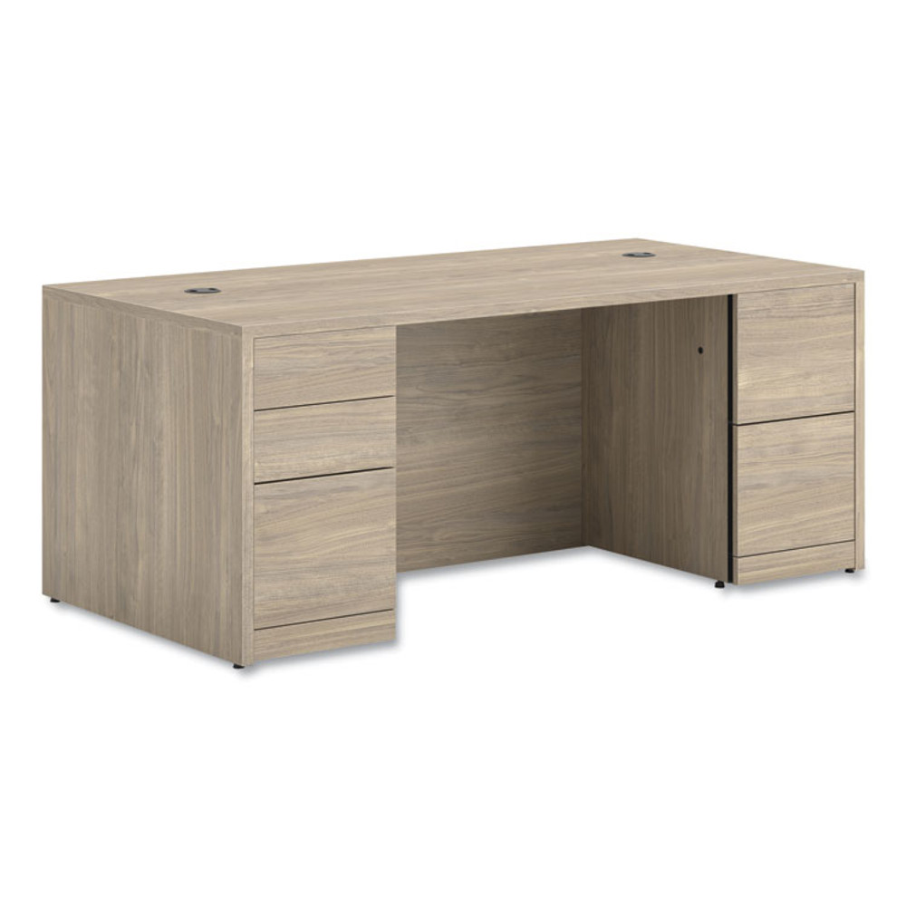 HON COMPANY 105890LKI1 10500 Series Double Full-Height Pedestal Desk, Left: Box/Box/File, Right: File/File, 72" x 36" x 29.5", Kingswood Walnut
