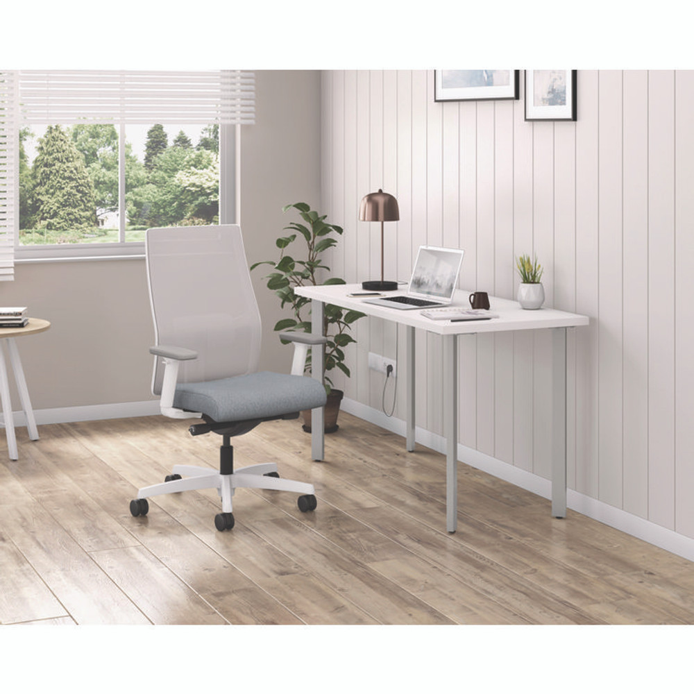 HON COMPANY I2MM2AFA25WX Ignition 2.0 4-Way Stretch Mid-Back Mesh Task Chair, 17" to 21" Seat Height, Basalt Seat, Fog Back, Designer White Base