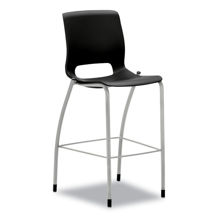 HON COMPANY MG5NEONPLAT Motivate Four-Leg Cafe Height Stool, Supports Up to 300 lb, 30" Seat Height, Onyx Seat, Onyx Back, Platinum Base