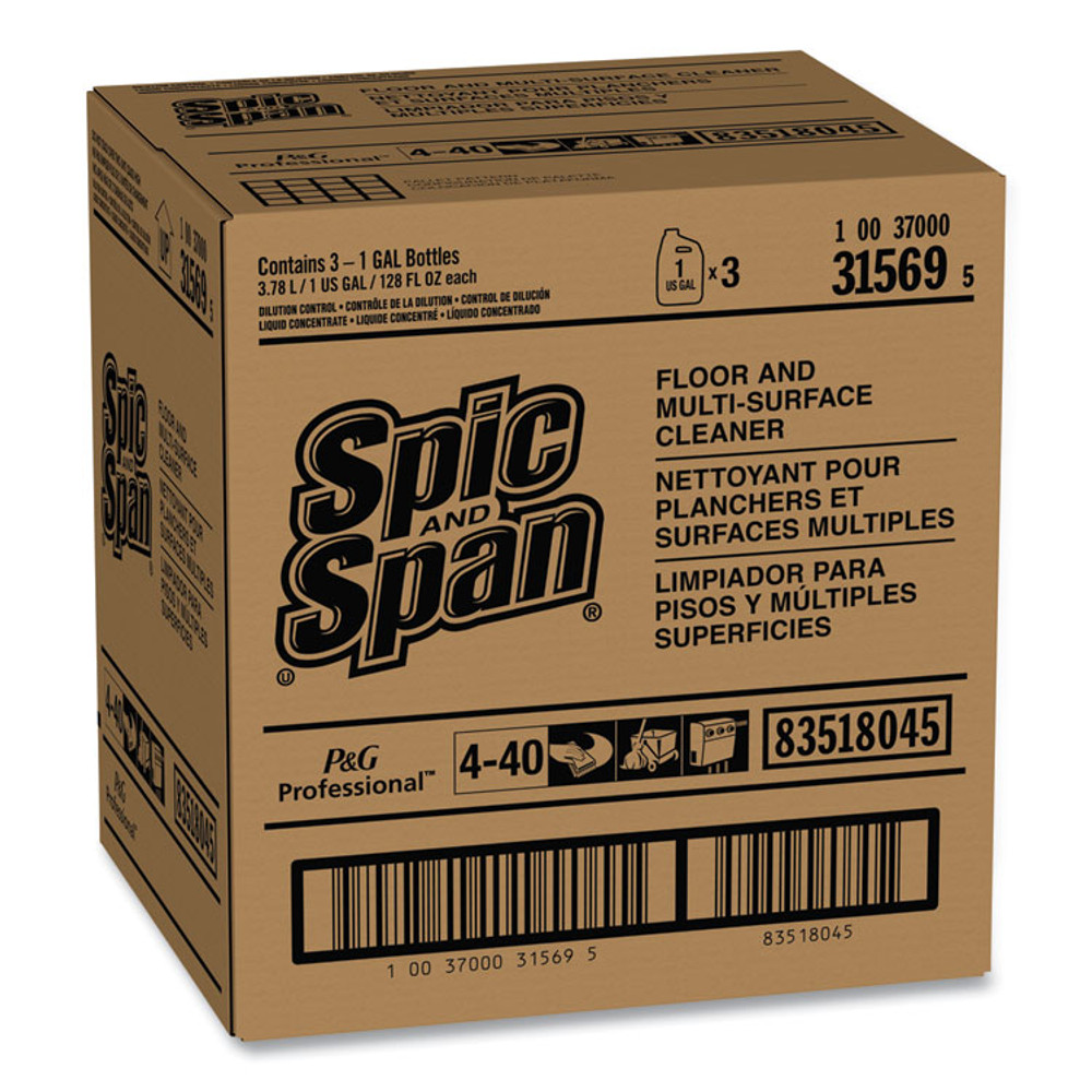 PROCTER & GAMBLE Spic and Span® 31569 Liquid Floor Cleaner, 1 gal Closed-Loop Plastic Jug, 3/Carton
