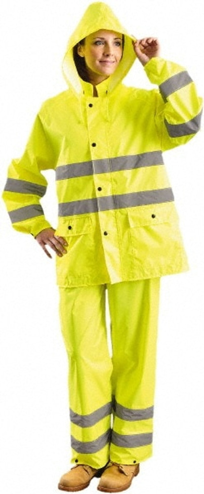 OccuNomix LUX-TRJKT-YXL Rain Jacket: Size XL, ANSI/ISEA 107-2015, Yellow, Polyester & Polyurethane