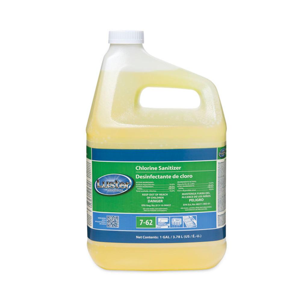 LUSTER PROFESSIONAL 45916 Liquid Chlorine Sanitizer, Chlorine Scent, 1 gal Bottle, 2/Carton