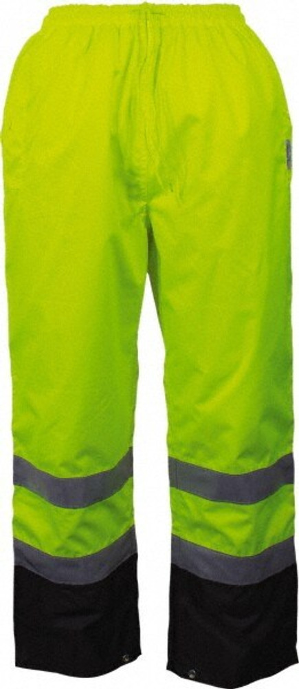 Reflective Apparel Factory 700STLBMD Rain Pants: Polyester, Drawcord Closure, Black & Lime, Medium